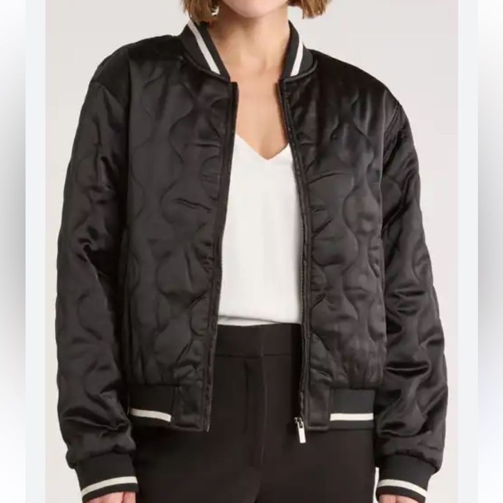 Modern Supply by Sanctuary Black‎ Quilted Bomber Jacket Size Small